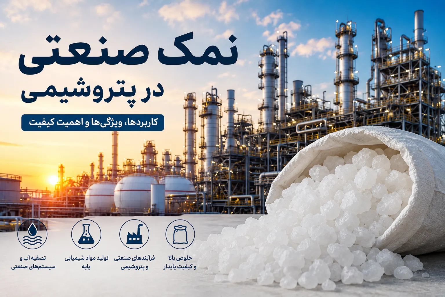 نمک صنعتی در پتروشیمی؛ کاربرد، ویژگی‌ها و اهمیت کیفیت نمک